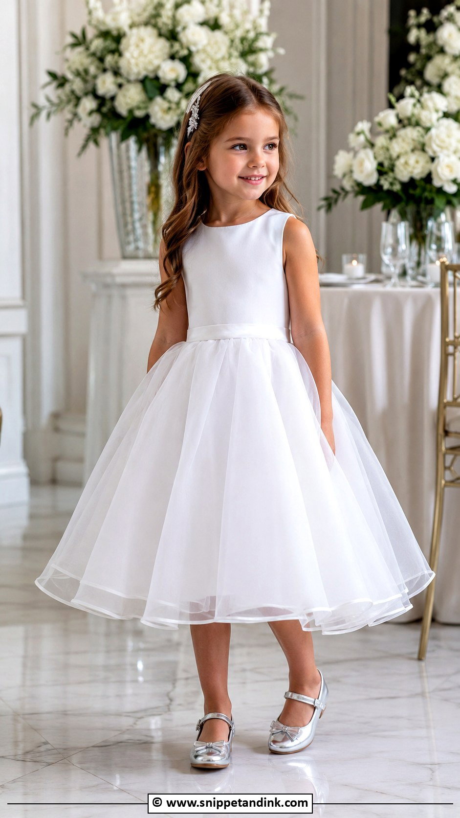 Organza Kids Wedding Dress With Silver Shoes - Snippet and Ink - 25 Wedding Dress for Kids Ideas
