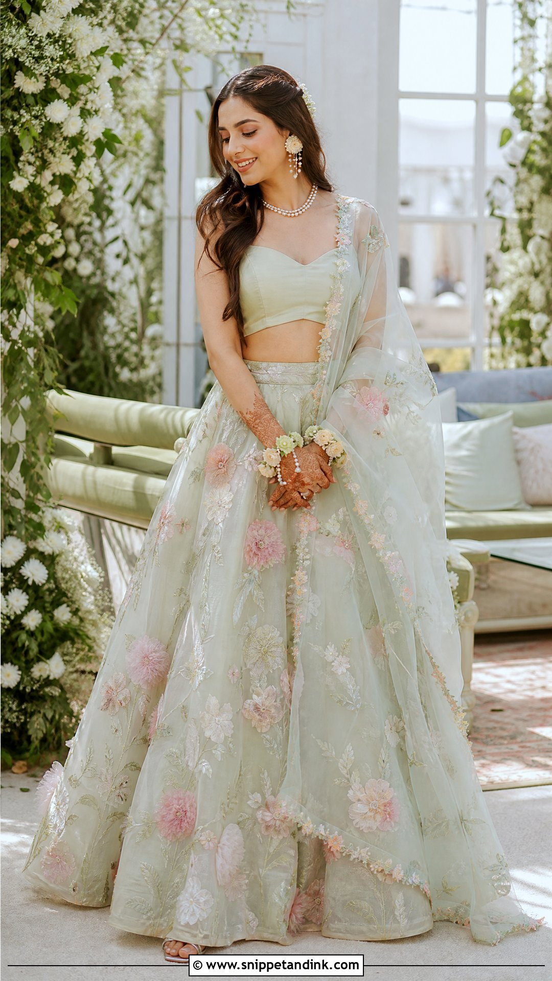 Organza Lehenga For Mehendi Bride - Snippet and Ink - 25 Simple Mehendi Outfits for Bride