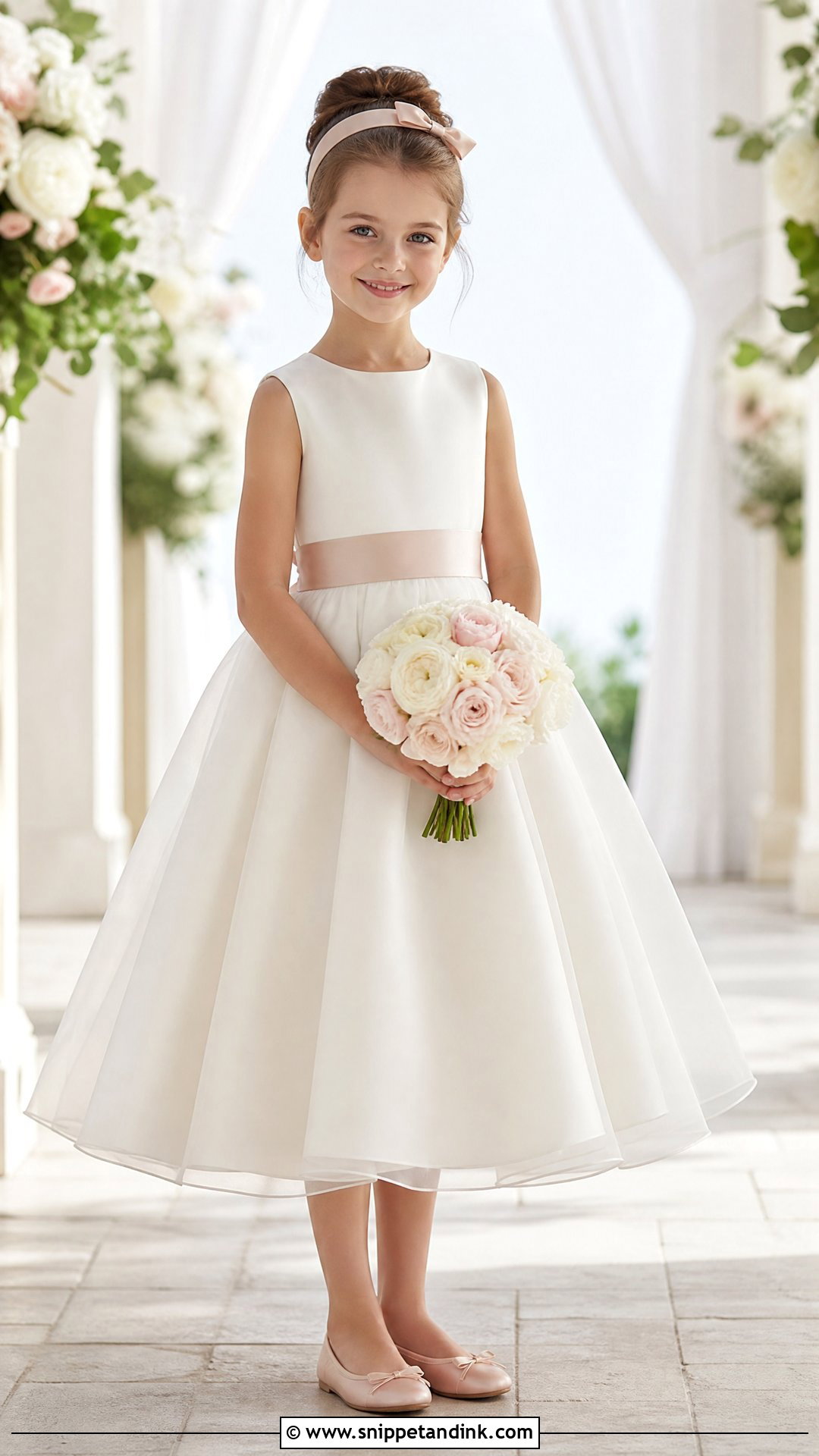 Organza Little Bride Gown With Ribbon Waist - Snippet and Ink - 25 Little Bride Gown Styles for Kids