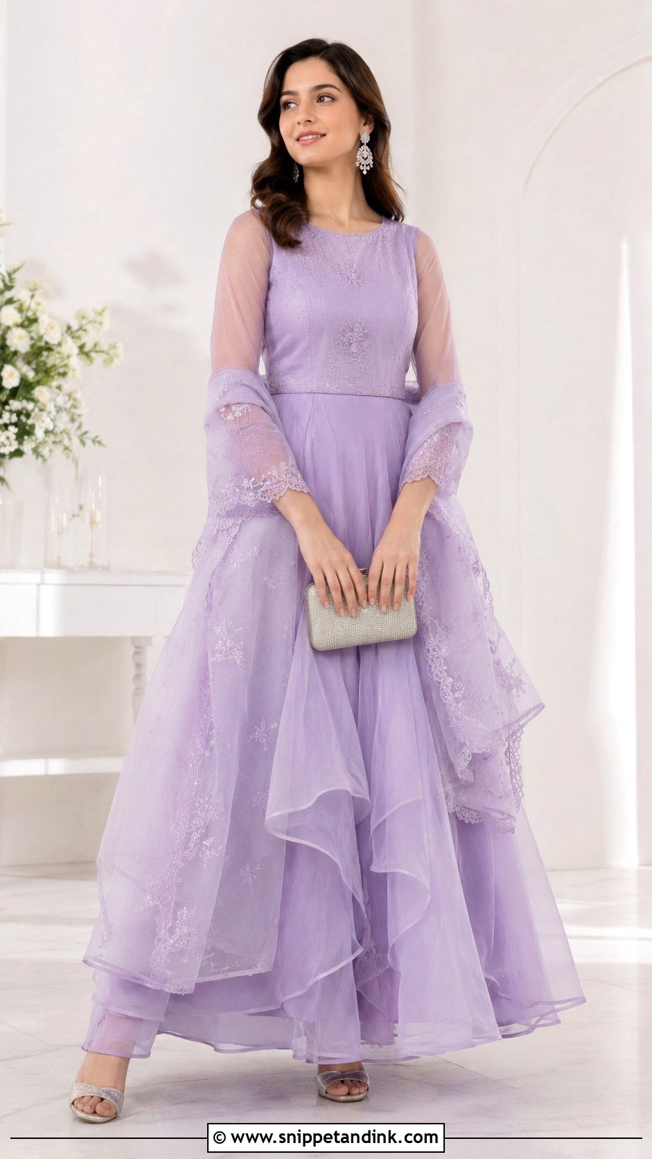 Organza Long Gown With Dupatta - Snippet and Ink - 20 Long Gown with Dupatta Ideas