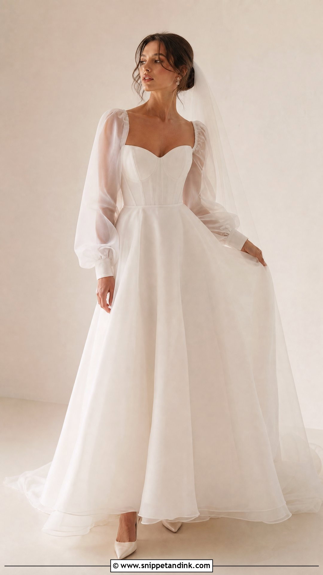 Organza Long Sleeve Wedding Dress - Snippet and Ink - 25 Romantic Long Sleeve Wedding Dress Ideas