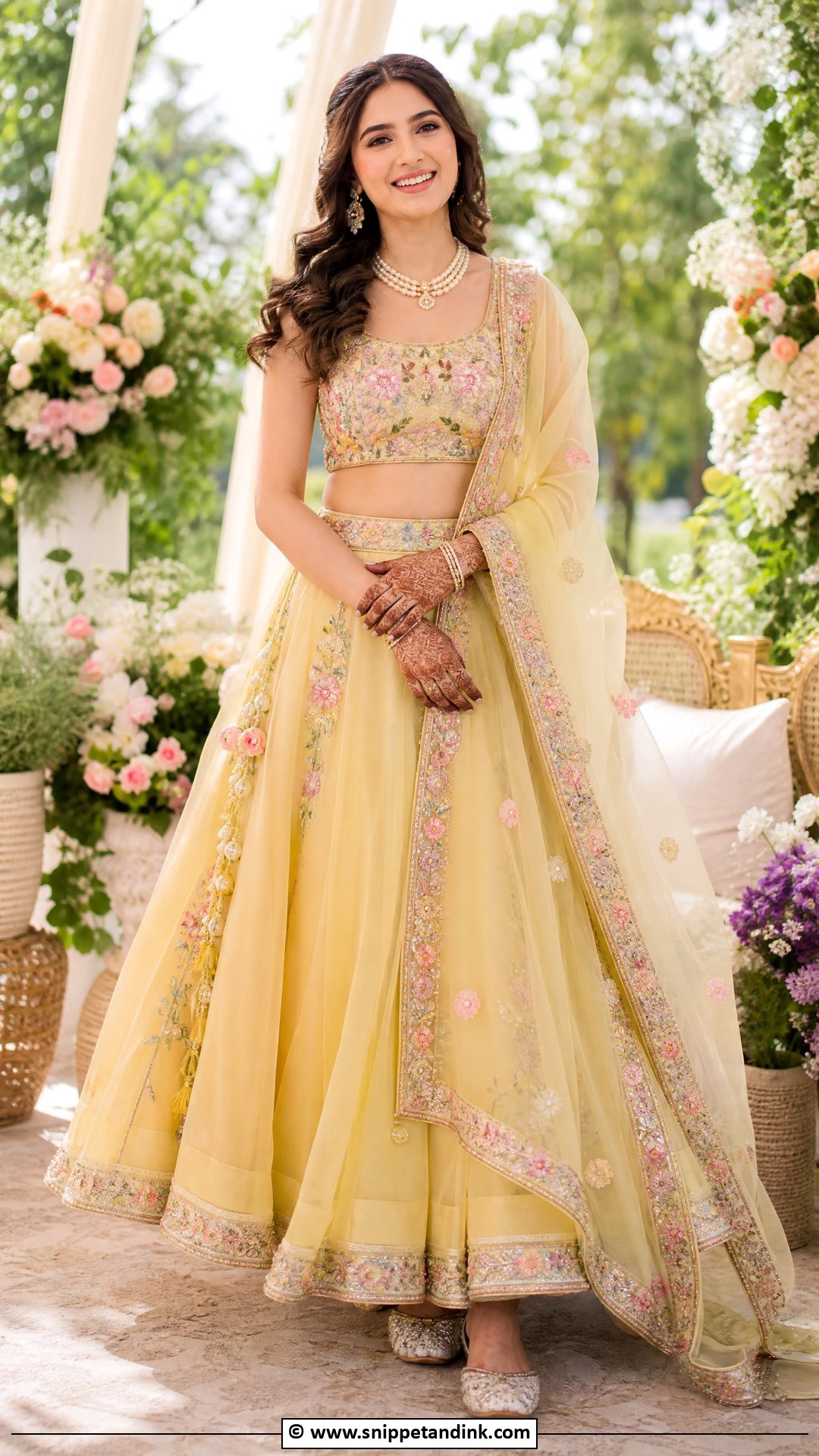 Organza Mehndi Lehenga For Bride - Snippet and Ink - 35 Mehndi Dress for Bride Ideas