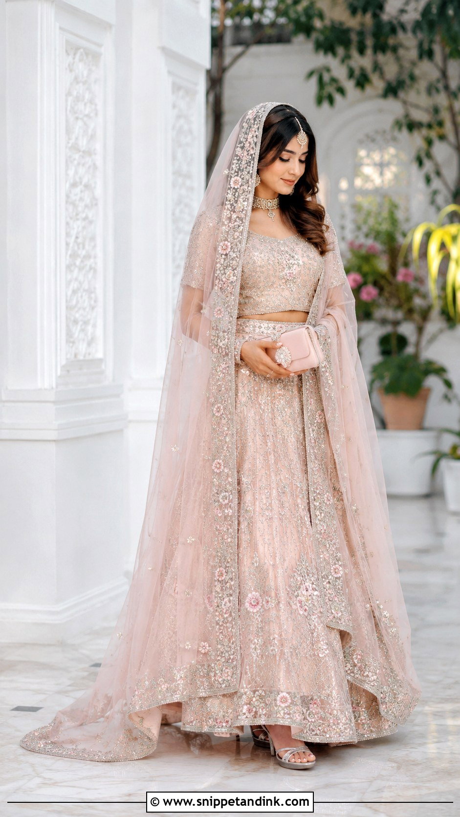 Organza Nikah Veil With Pastel Lehenga - Snippet and Ink - 25 Nikah Veil Ideas