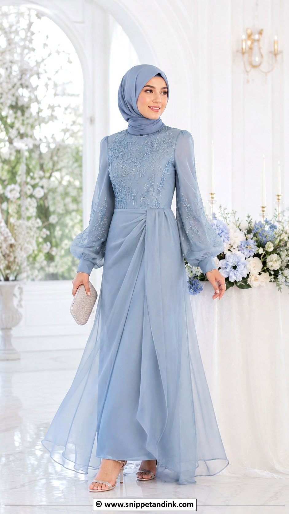 Organza Overlay Hijab Wedding Outfit - Snippet and Ink - 25 Hijab for Wedding Ideas
