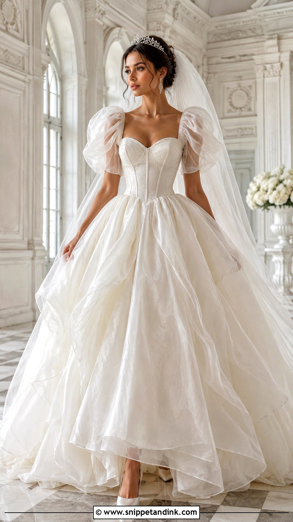Organza Princess Wedding Dress With Puffy Sleeves - Snippet and Ink - 20 Wedding Dress with Puffy Sleeves