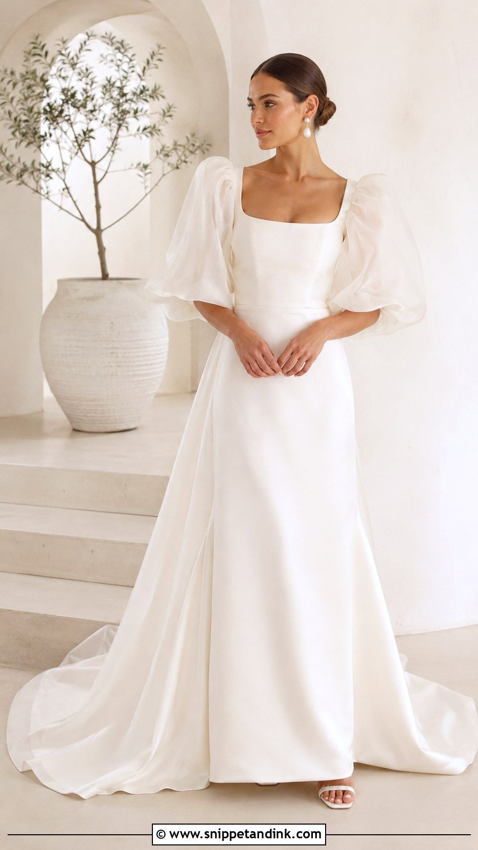 Organza Puff Sleeve Wedding Dress - Snippet and Ink - 25 Puffy Sleeve Wedding Dress Ideas