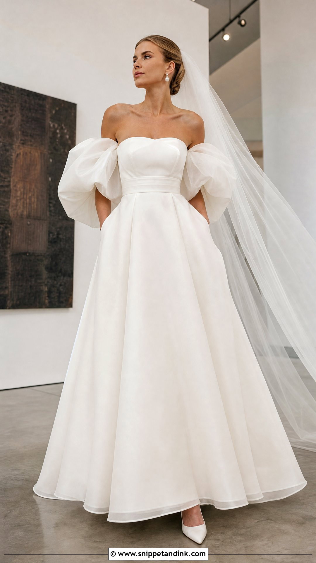 Organza Puff Sleeve Wedding Dress - Snippet and Ink - 20 Wedding Dress Puff Sleeves