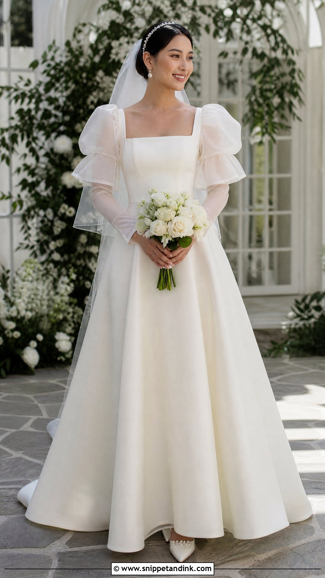 Organza Puff Sleeve Wedding Dress - Snippet and Ink - 20 Princess Beatrice Wedding Dress Ideas