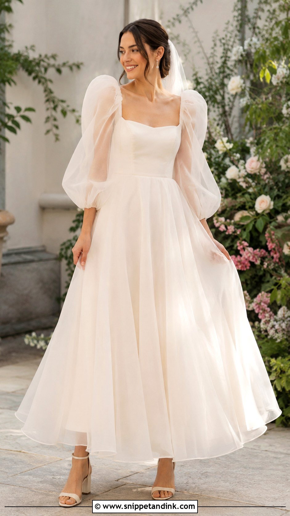 Organza Puffy Sleeve Wedding Dress - Snippet and Ink - 25 Wedding Dress Puffy Sleeves