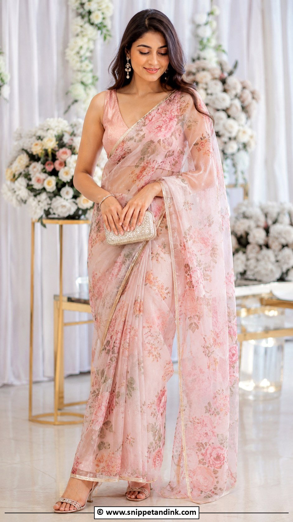 Organza Saree For Roka Ceremony - Snippet and Ink - 35 Roka Ceremony Outfits