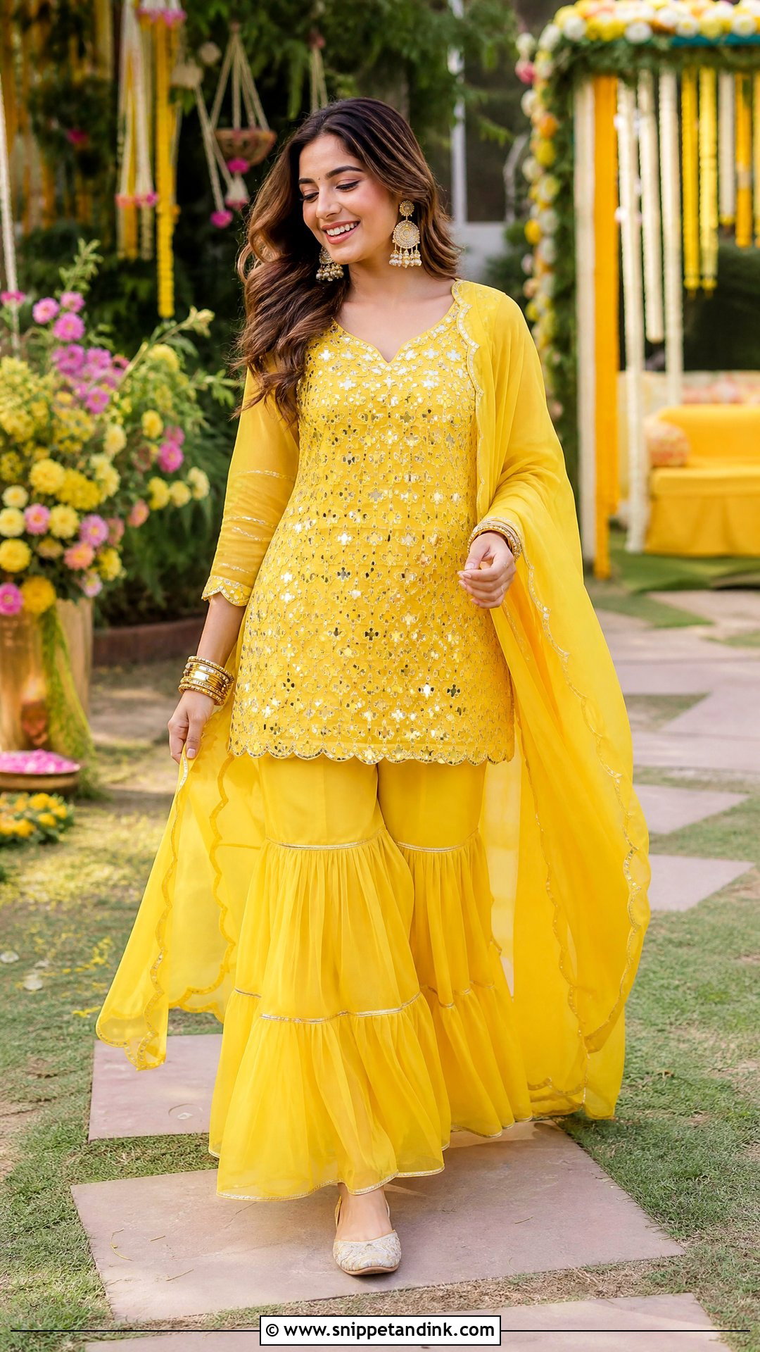 Organza Sharara Haldi Outfit - Snippet and Ink - 20 Organza Haldi Outfit Ideas