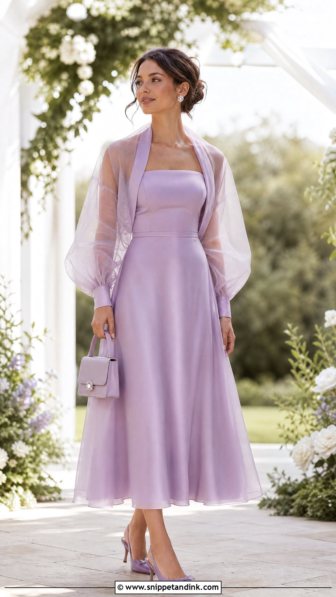 Organza Shrug With A Line Dress - Snippet and Ink - 25 Shrug Outfit Ideas for Wedding