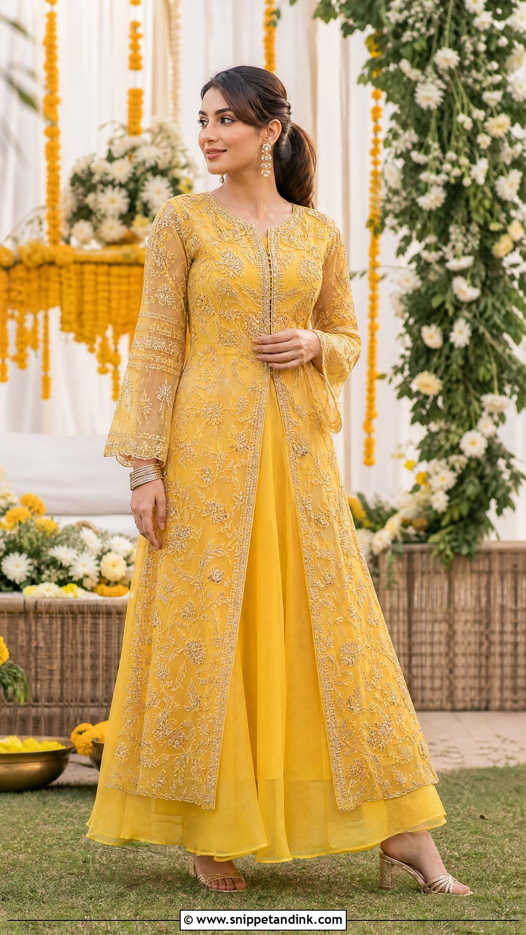 Organza Skirt Long Kurta Haldi Outfit - Snippet and Ink - 20 Organza Haldi Outfit Ideas