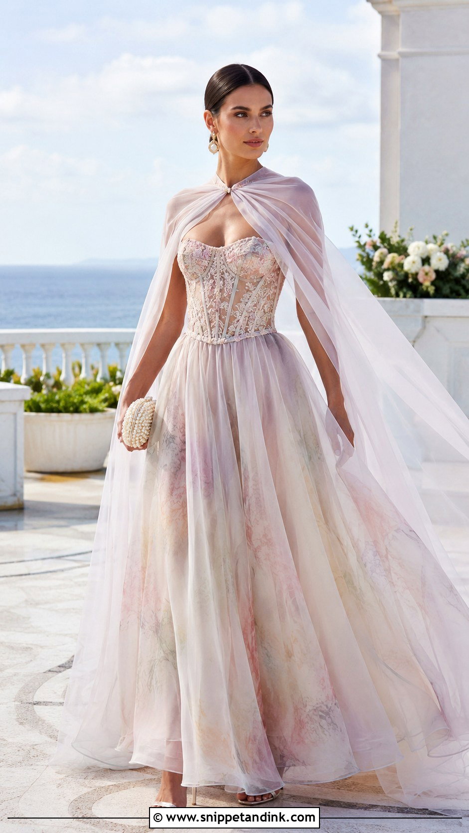 Organza Skirt With Corset And Cape - Snippet and Ink - 20 Latest Indo Western Wedding Outfits