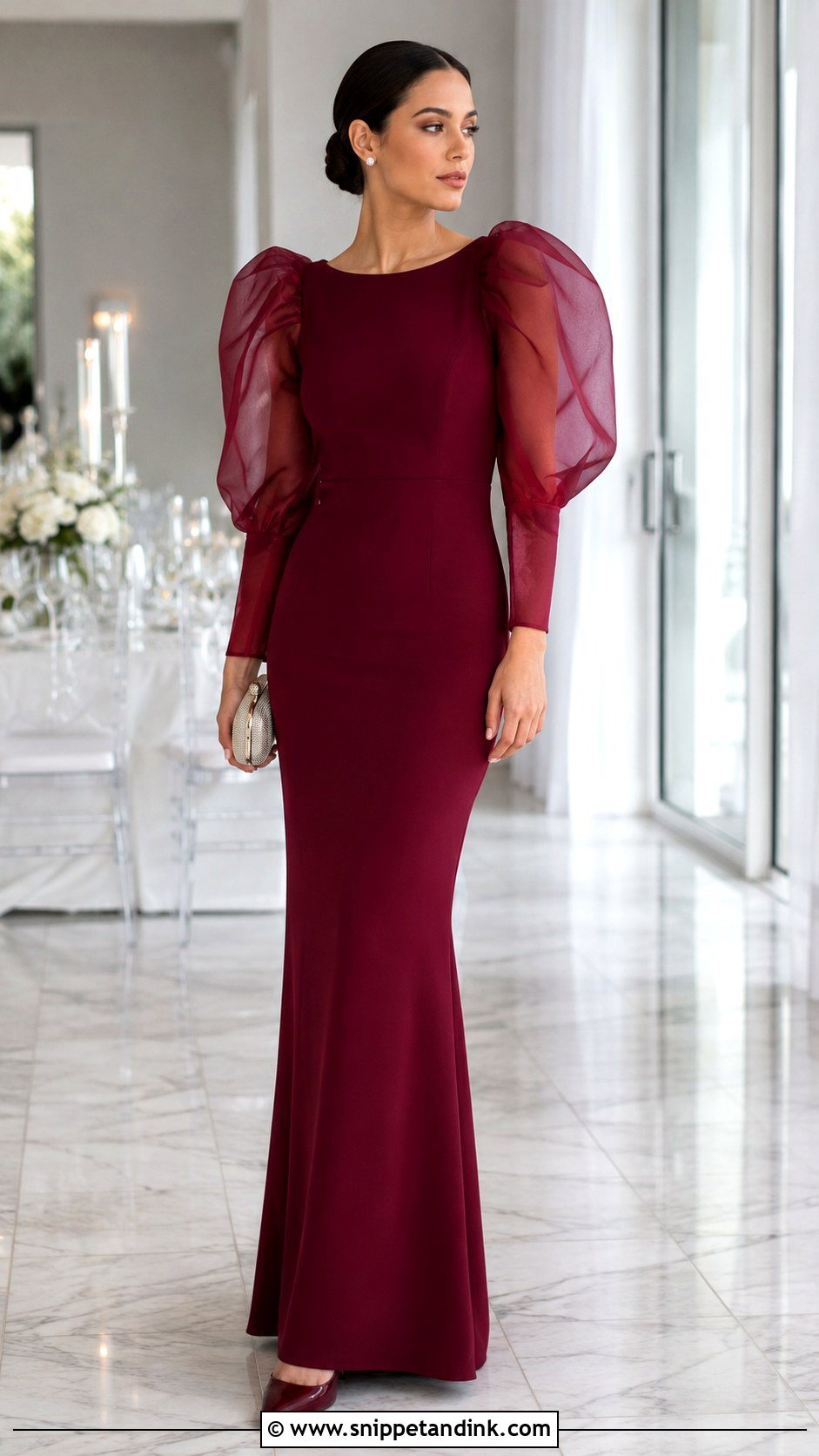 Organza Sleeve Fitted Gown - Snippet and Ink - 20 Fitted Gown Styles for Materials