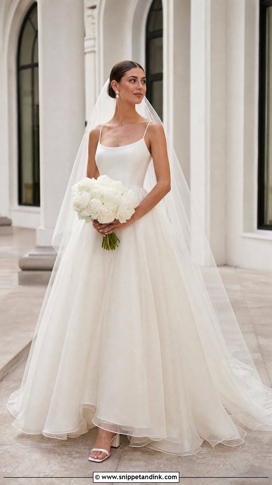 Organza Spaghetti Strap Ball Gown Wedding Dress - Snippet and Ink - 20 Simple Spaghetti Strap Wedding Dress Ideas