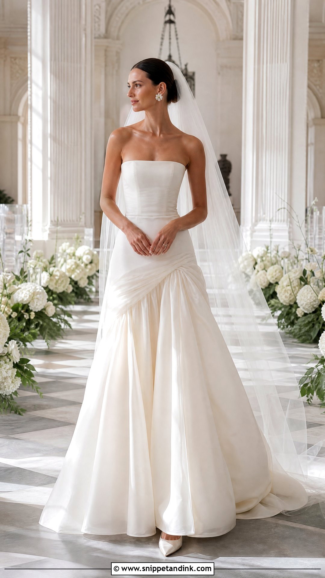 Organza Strapless Drop Waist Wedding Dress - Snippet and Ink - 20 Strapless Drop Waist Wedding Dress Ideas