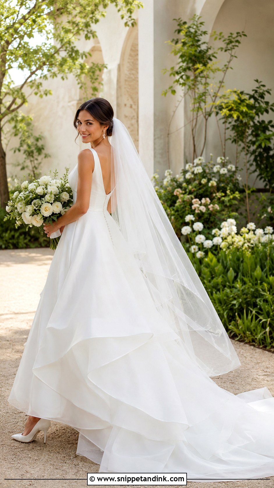 Organza Train Wedding Dress - Snippet and Ink - 25 Bridal Train Styles