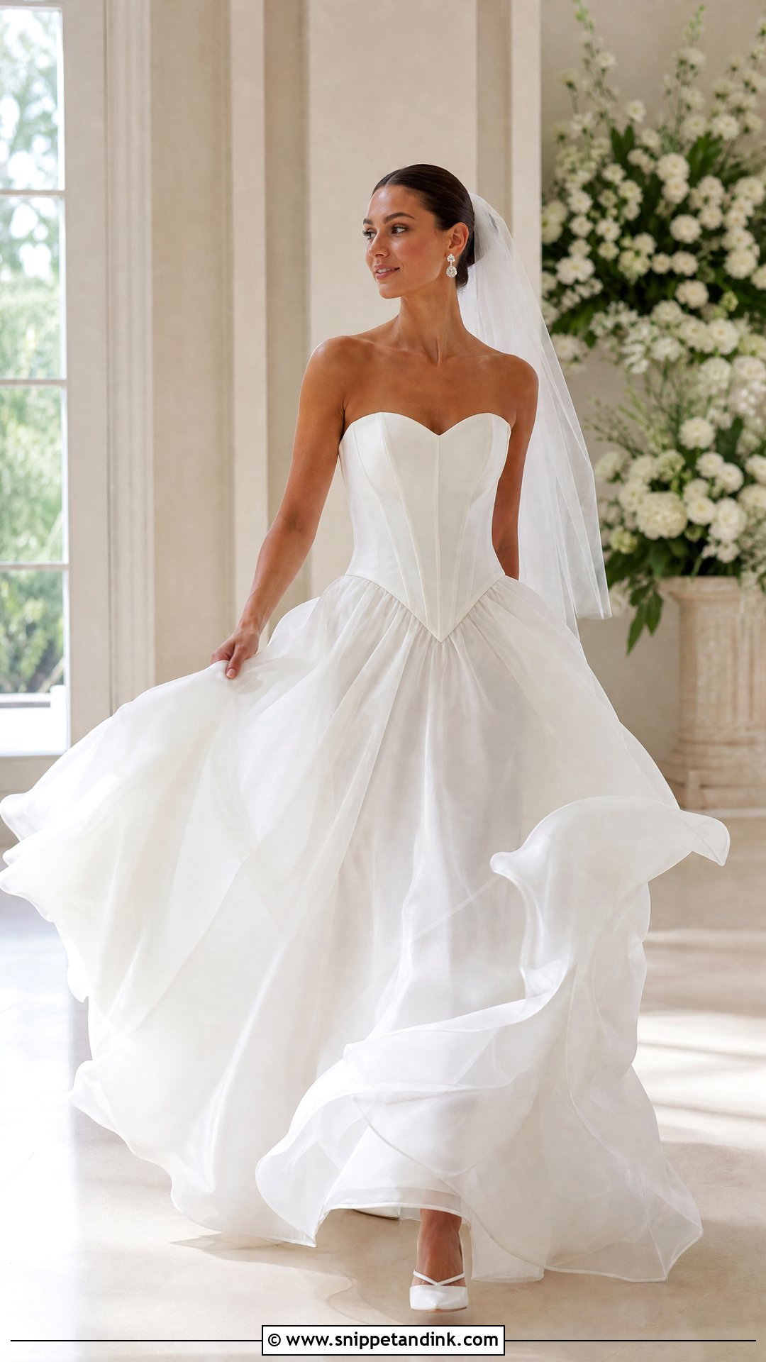 Organza V Drop Waist Wedding Dress - Snippet and Ink - 20 V Drop Waist Wedding Dress Ideas