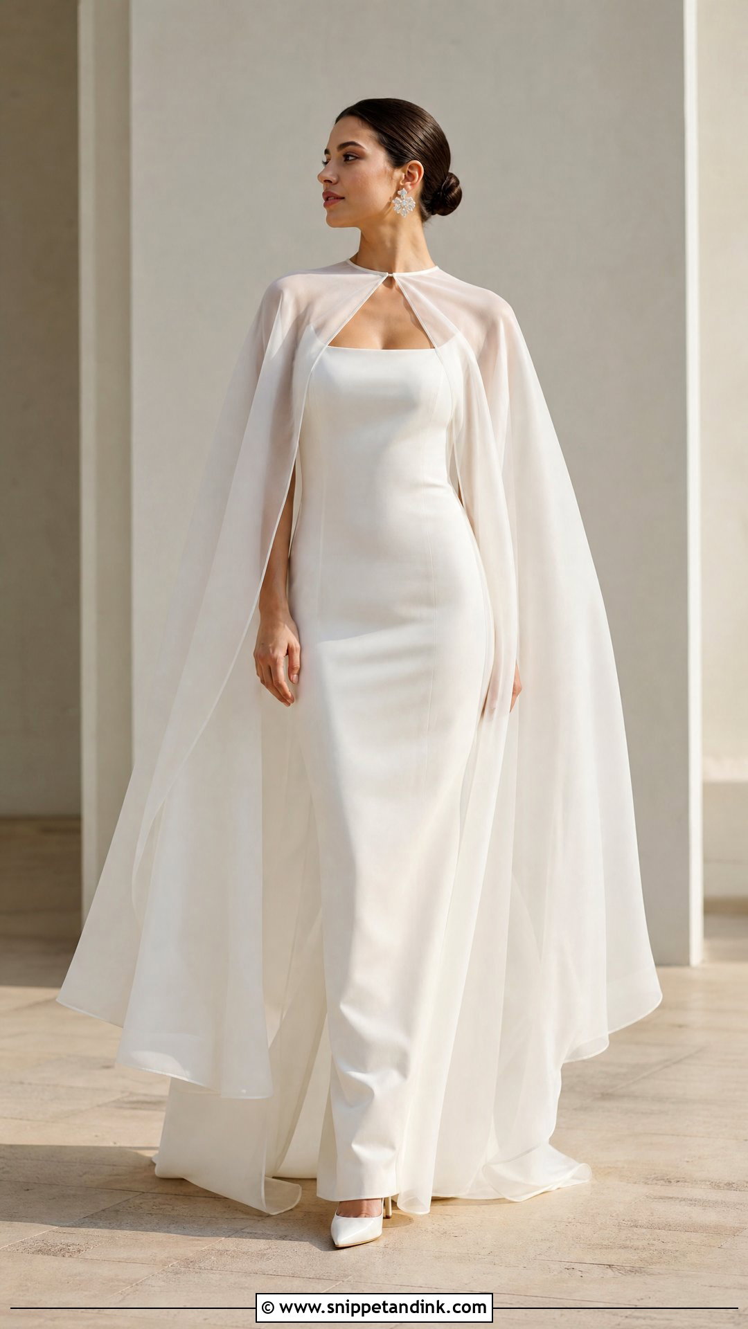 Organza Wedding Cloak With Structured Gown - Snippet and Ink - 25 Wedding Cloak Ideas