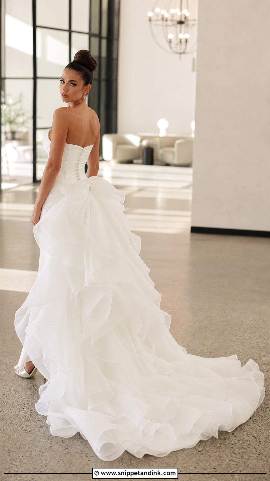 Organza Wedding Dress With Ruffled Train - Snippet and Ink - 25 Dress Train Ideas