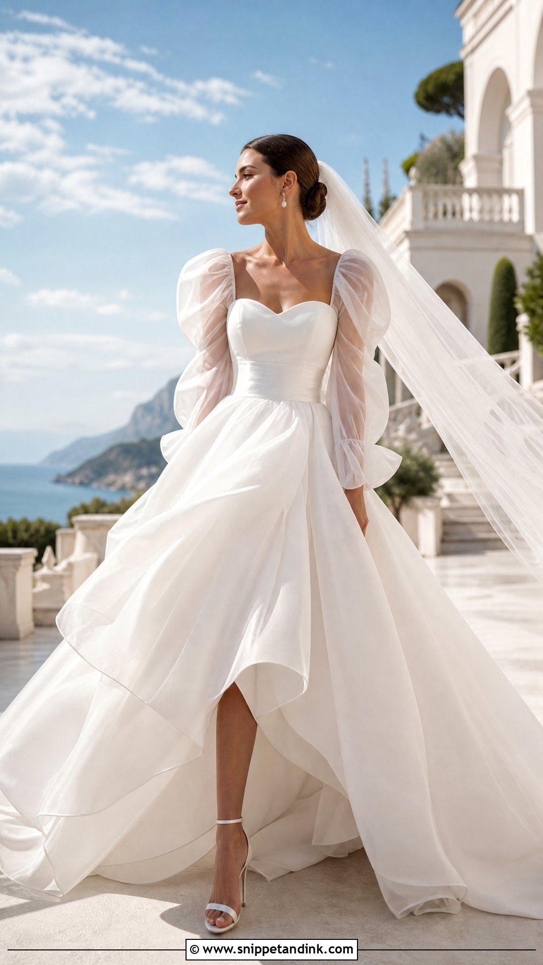 Organza Wedding Dress with Puffy Sleeves - Snippet and Ink - 20 Wedding Dresses with Puffy Sleeves