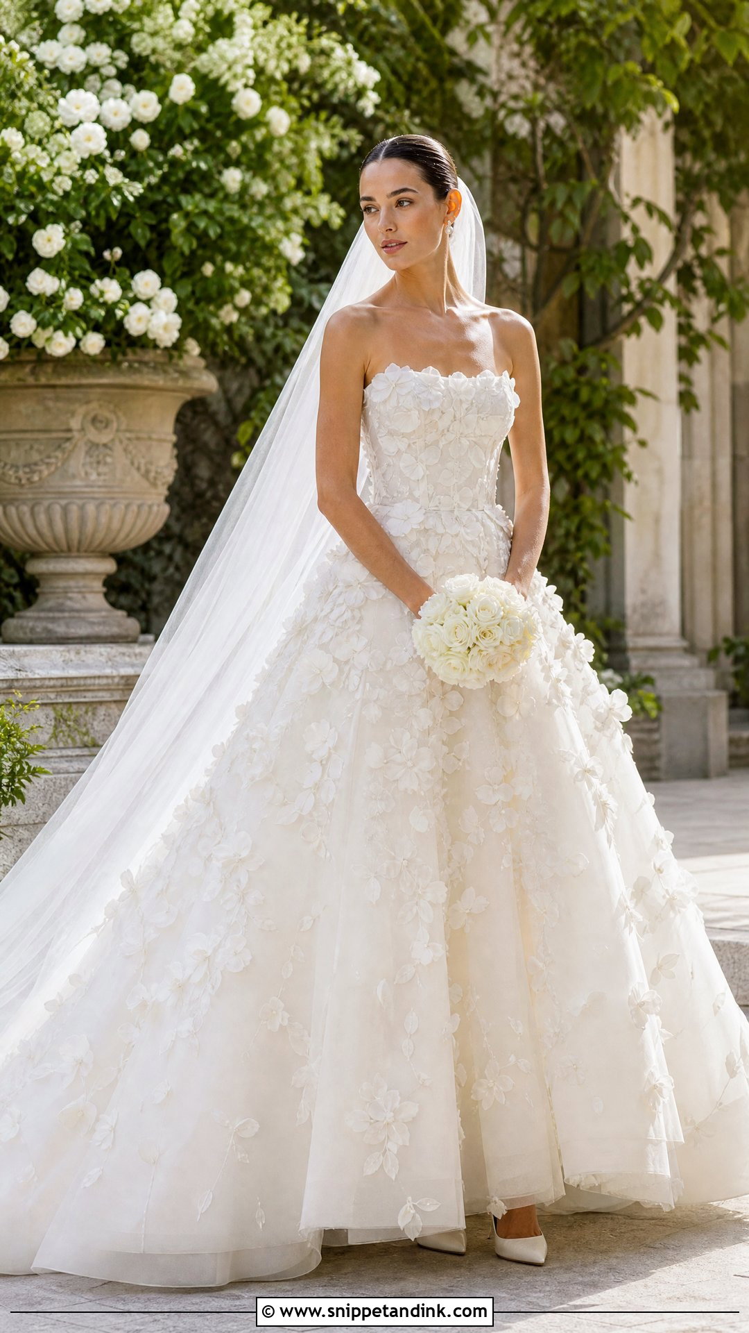 Oscar De La Renta Floral Applique Ball Gown - Snippet and Ink - 20 Oscar Dela Renta Wedding Dress Ideas