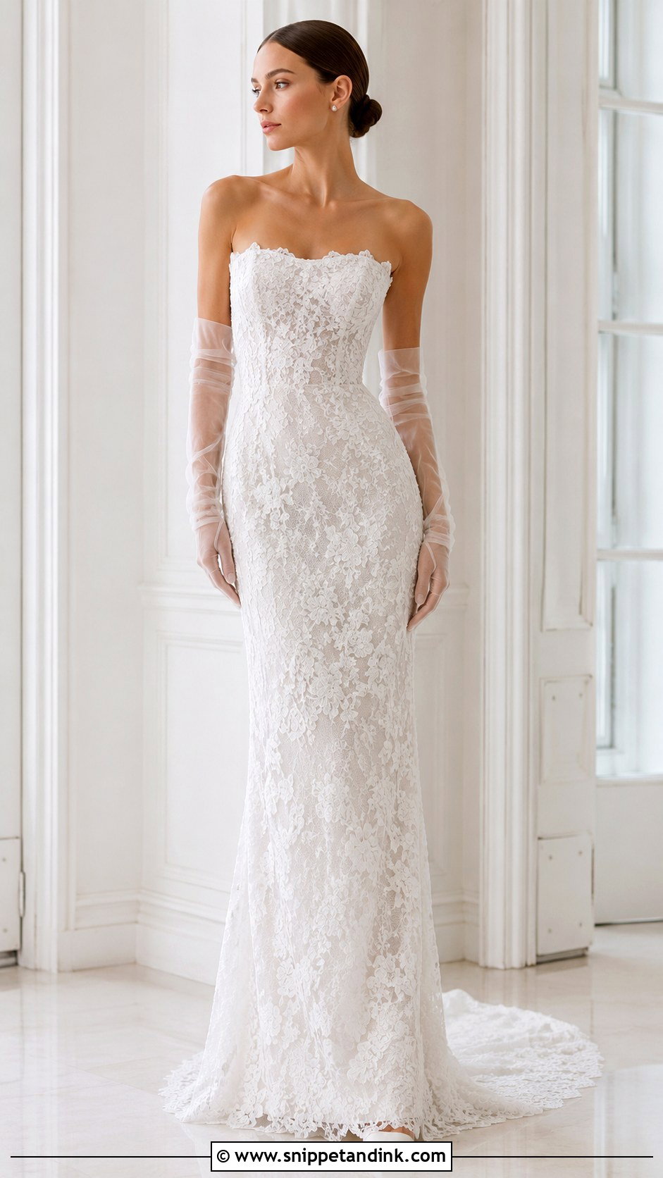 Oscar De La Renta Lace Column Wedding Dress - Snippet and Ink - 30 Oscar De La Renta Wedding Dress Ideas