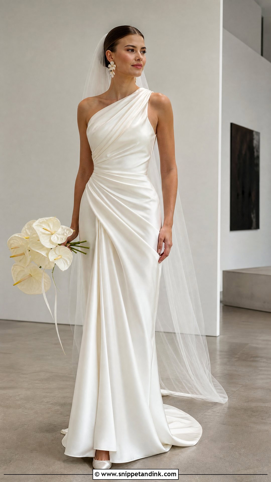 Oscar De La Renta One Shoulder Draped Gown - Snippet and Ink - 20 Oscar Dela Renta Wedding Dress Ideas