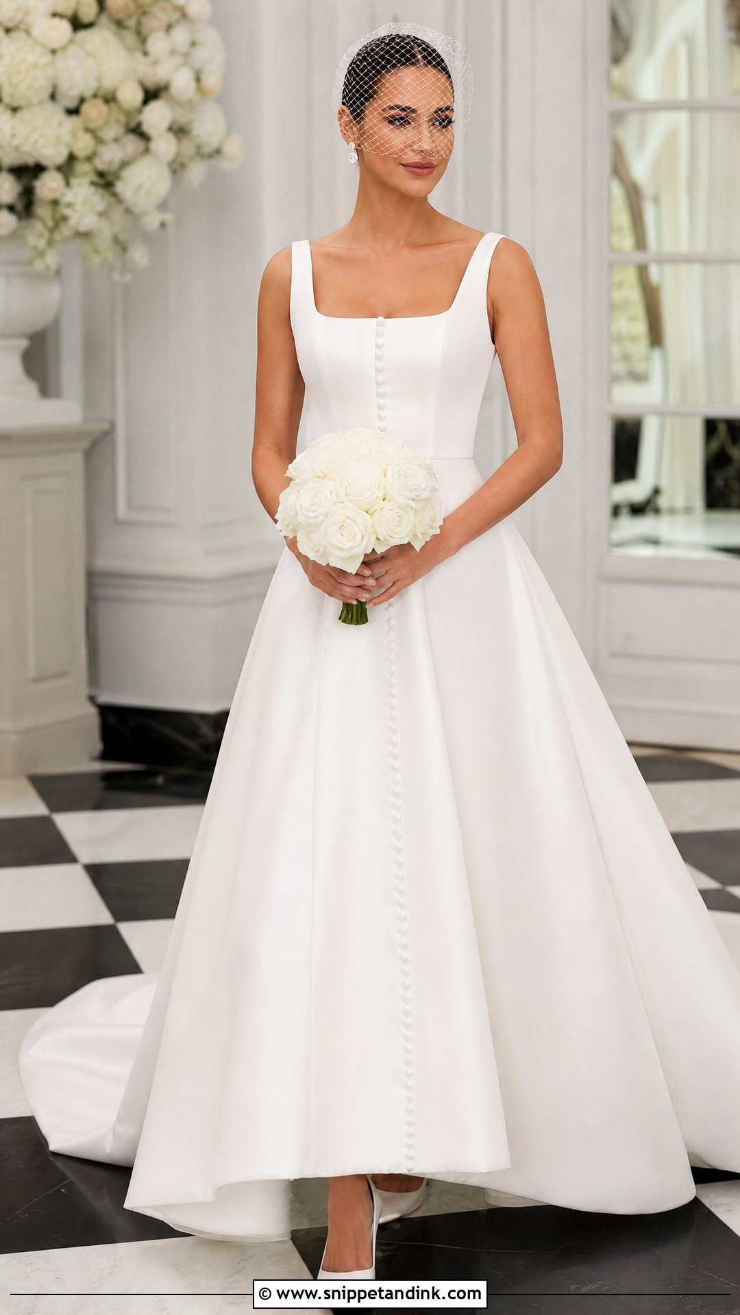 Oscar De La Renta Square Neck Satin Gown - Snippet and Ink - 20 Oscar Dela Renta Wedding Dress Ideas