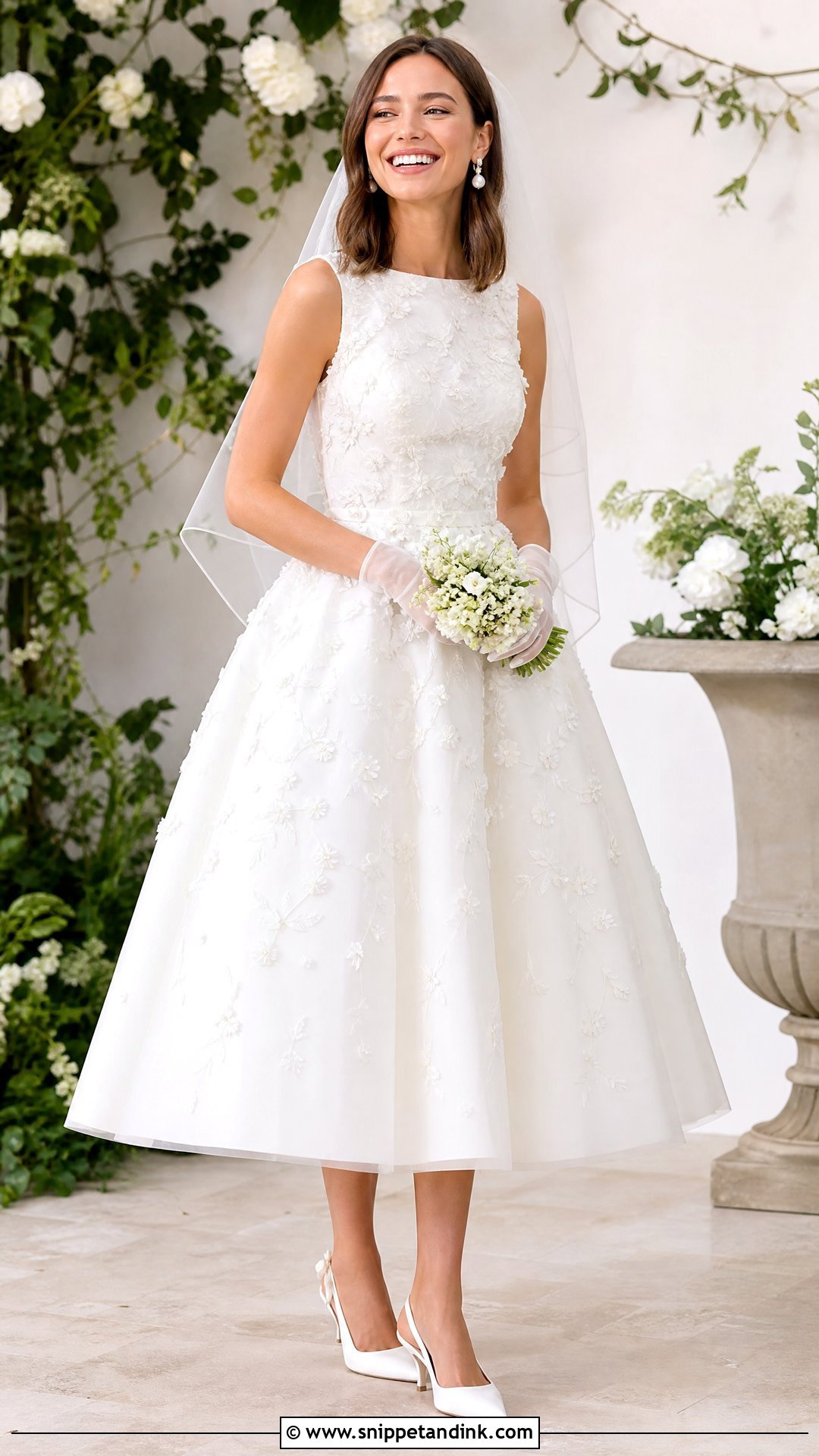 Oscar De La Renta Tea Length Floral Wedding Dress - Snippet and Ink - 20 Oscar Dela Renta Wedding Dress Ideas