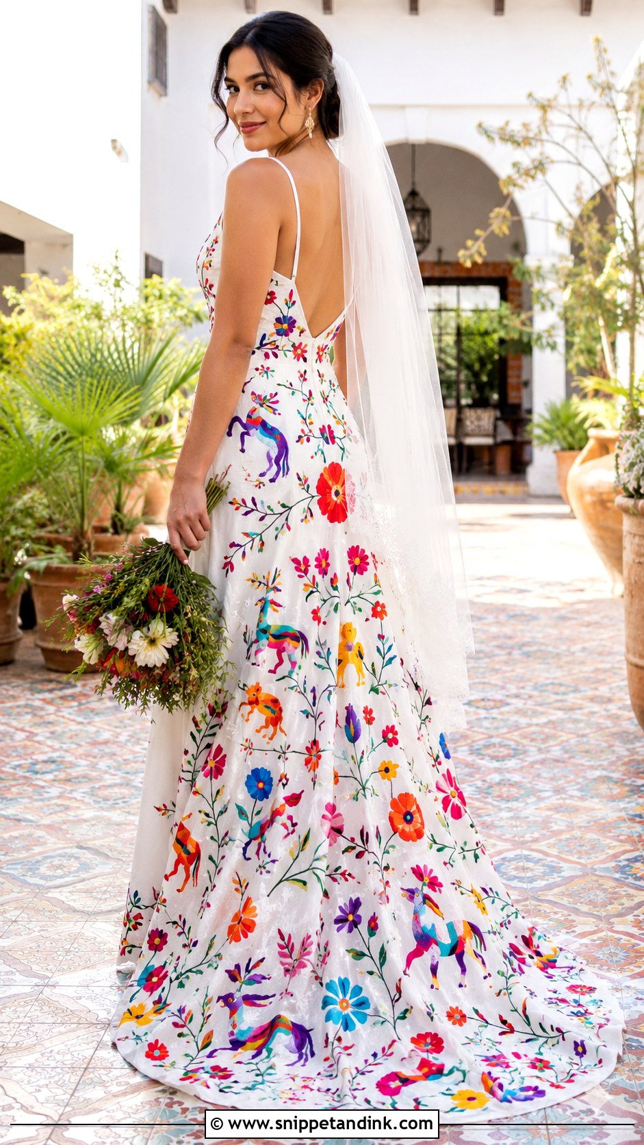 Otomi Embroidered Mexican Wedding Dress - Snippet and Ink - 20 Mexican Wedding Dresses