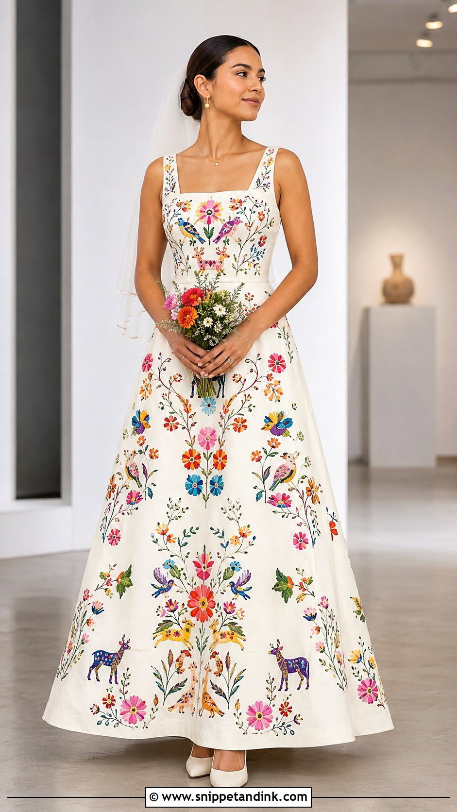 Otomi Embroidered Mexican Wedding Dress - Snippet and Ink - 20 Mexican Inspired Wedding Dress Ideas