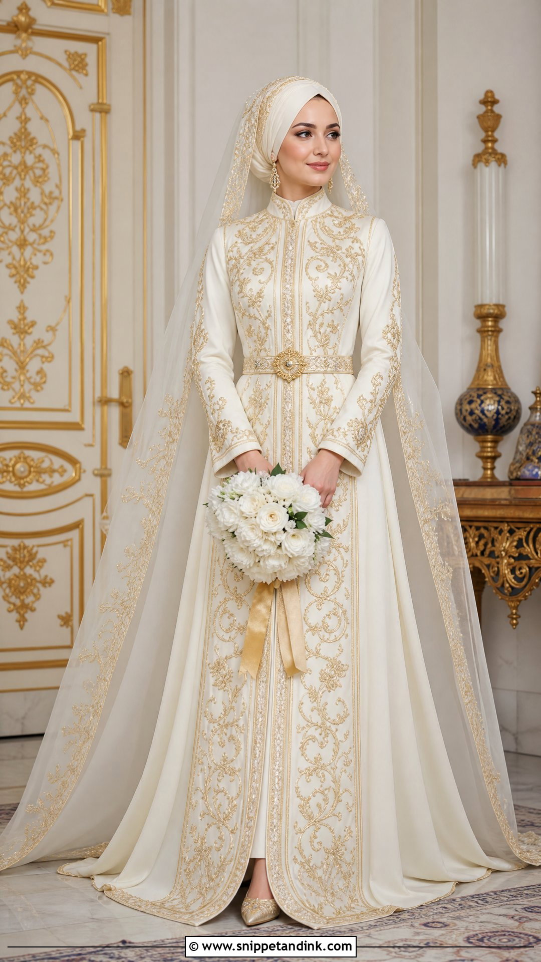 Ottoman Embroidered Hijab Wedding Kaftan - Snippet and Ink - 20 Turkey Wedding Dress Hijab Ideas
