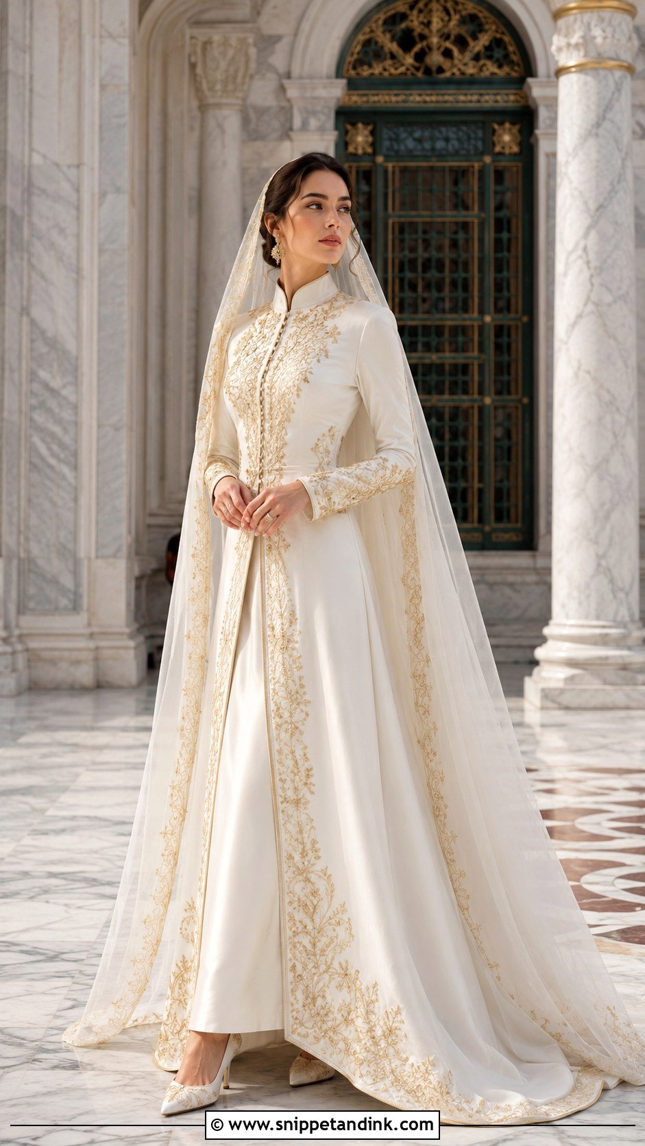 Ottoman Inspired Wedding Dress With Gold Embroidery - Snippet and Ink - 25 Turkey Wedding Dress Ideas