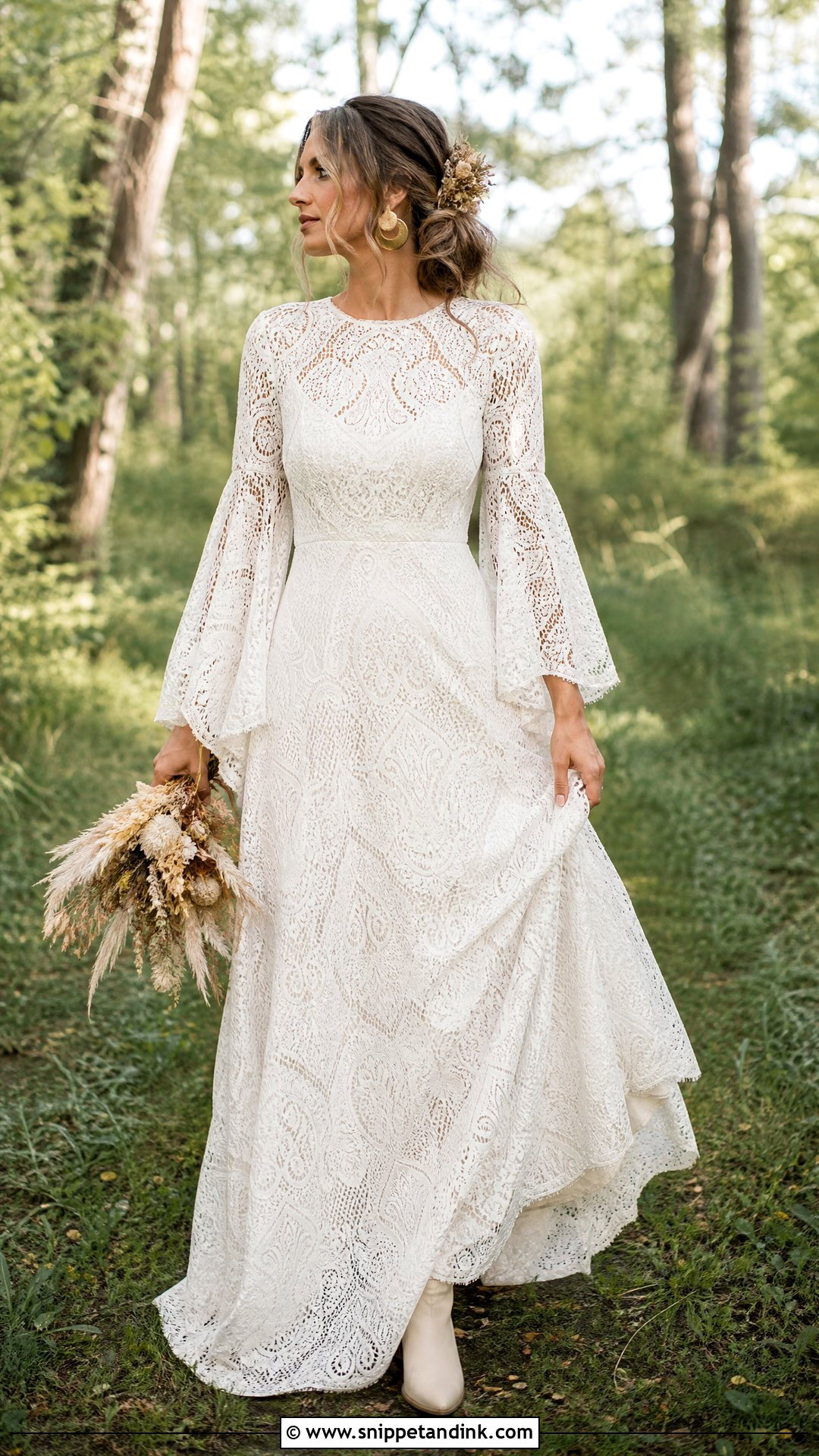 Outdoor Wedding Boho Bell Sleeve Dress - Snippet and Ink - 25 Outside Wedding Dress Ideas