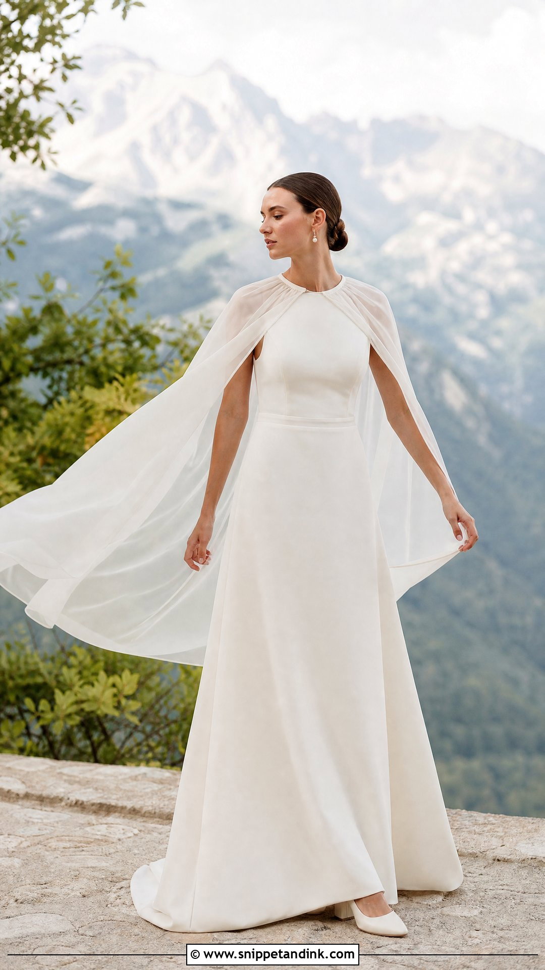 Outdoor Wedding Cape Dress - Snippet and Ink - 25 Outside Wedding Dress Ideas