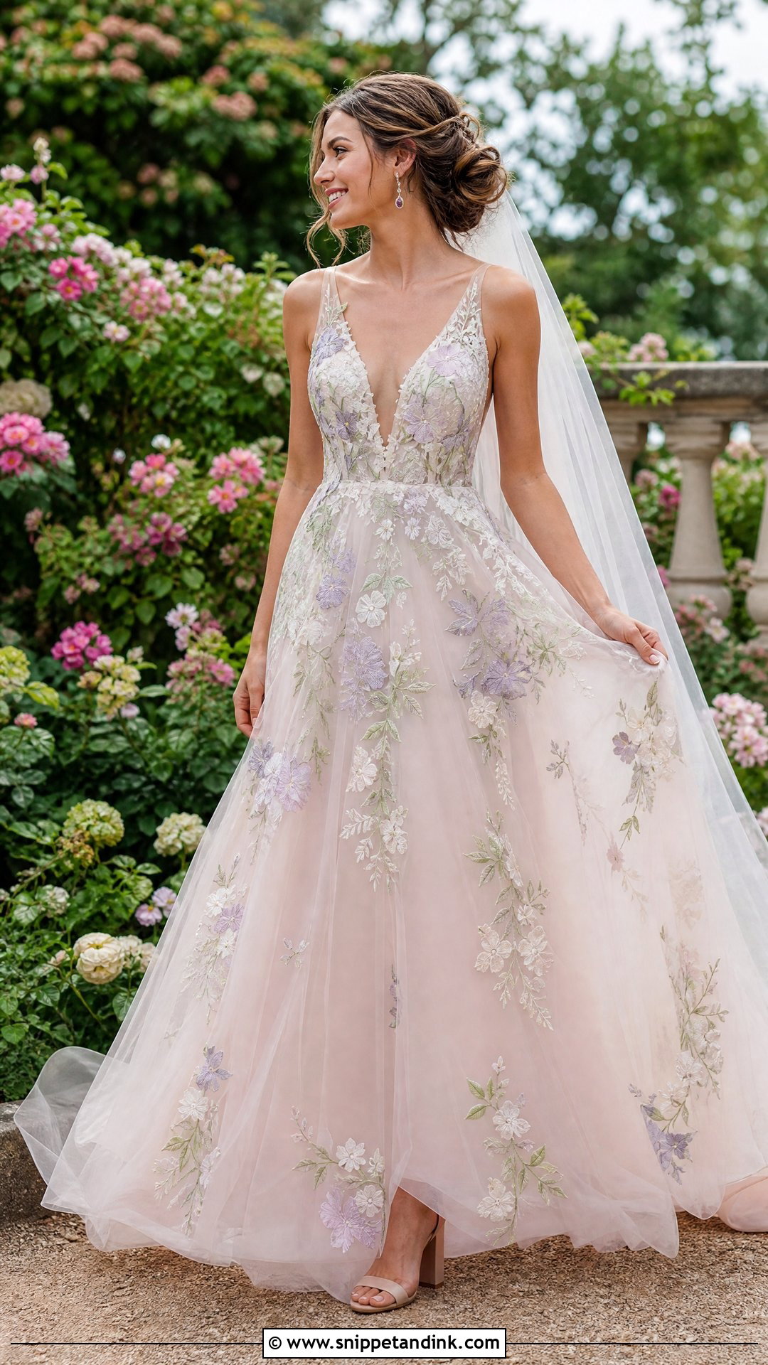 Outdoor Wedding Colored Floral Dress - Snippet and Ink - 25 Outside Wedding Dress Ideas