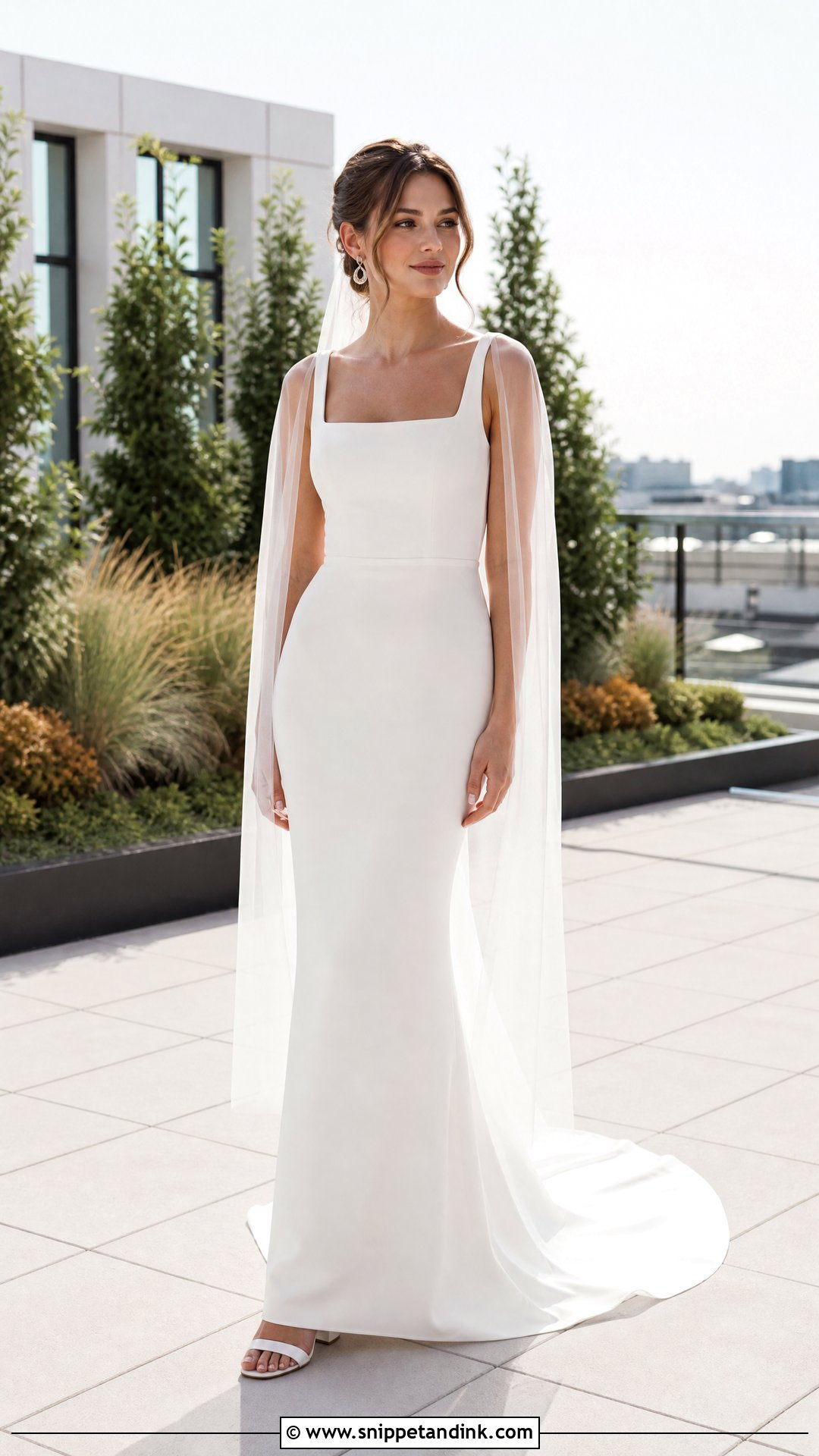 Outdoor Wedding Crepe Column Dress - Snippet and Ink - 25 Outside Wedding Dress Ideas