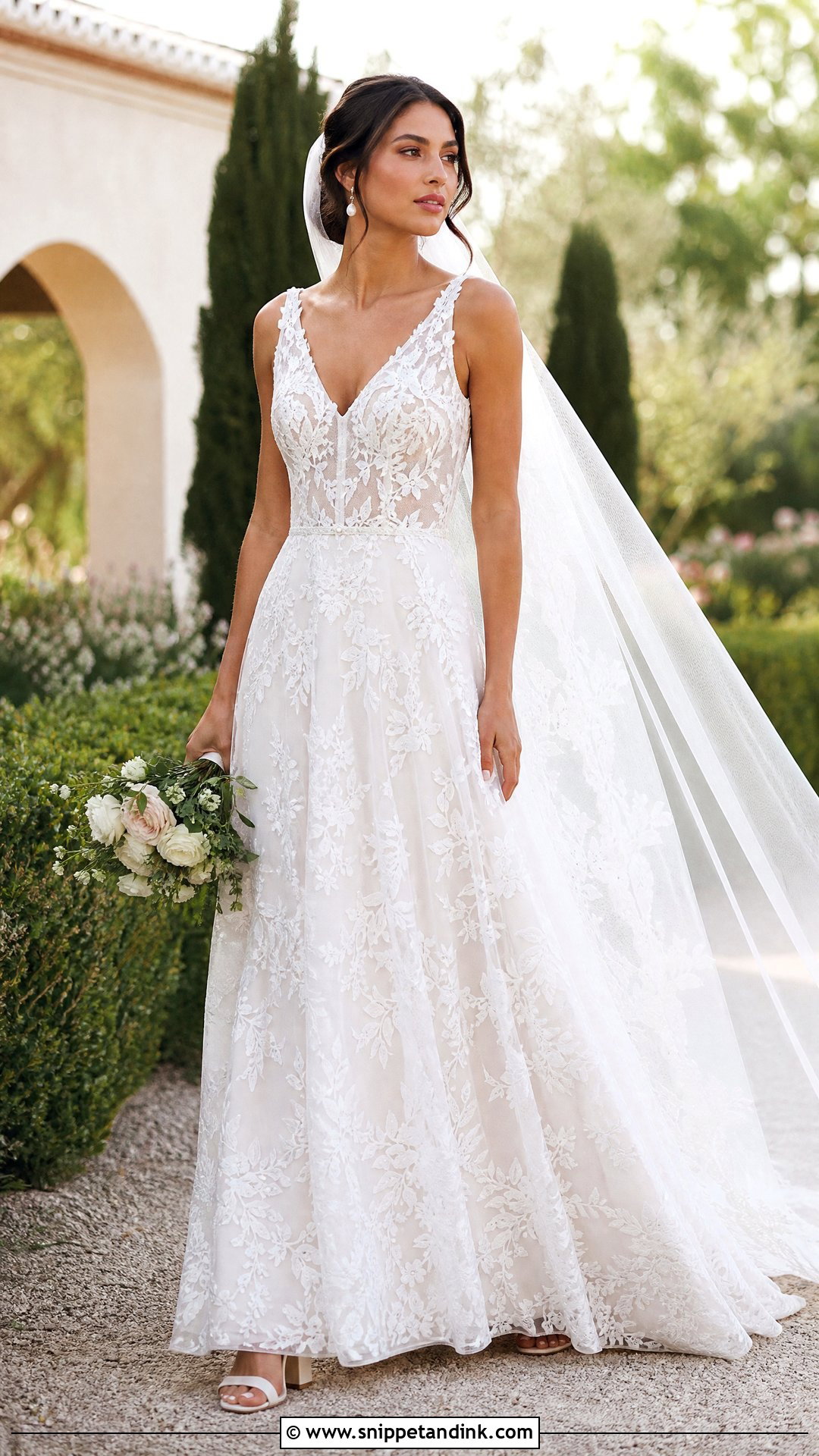 Outdoor Wedding Lace A Line Dress - Snippet and Ink - 25 Outside Wedding Dress Ideas