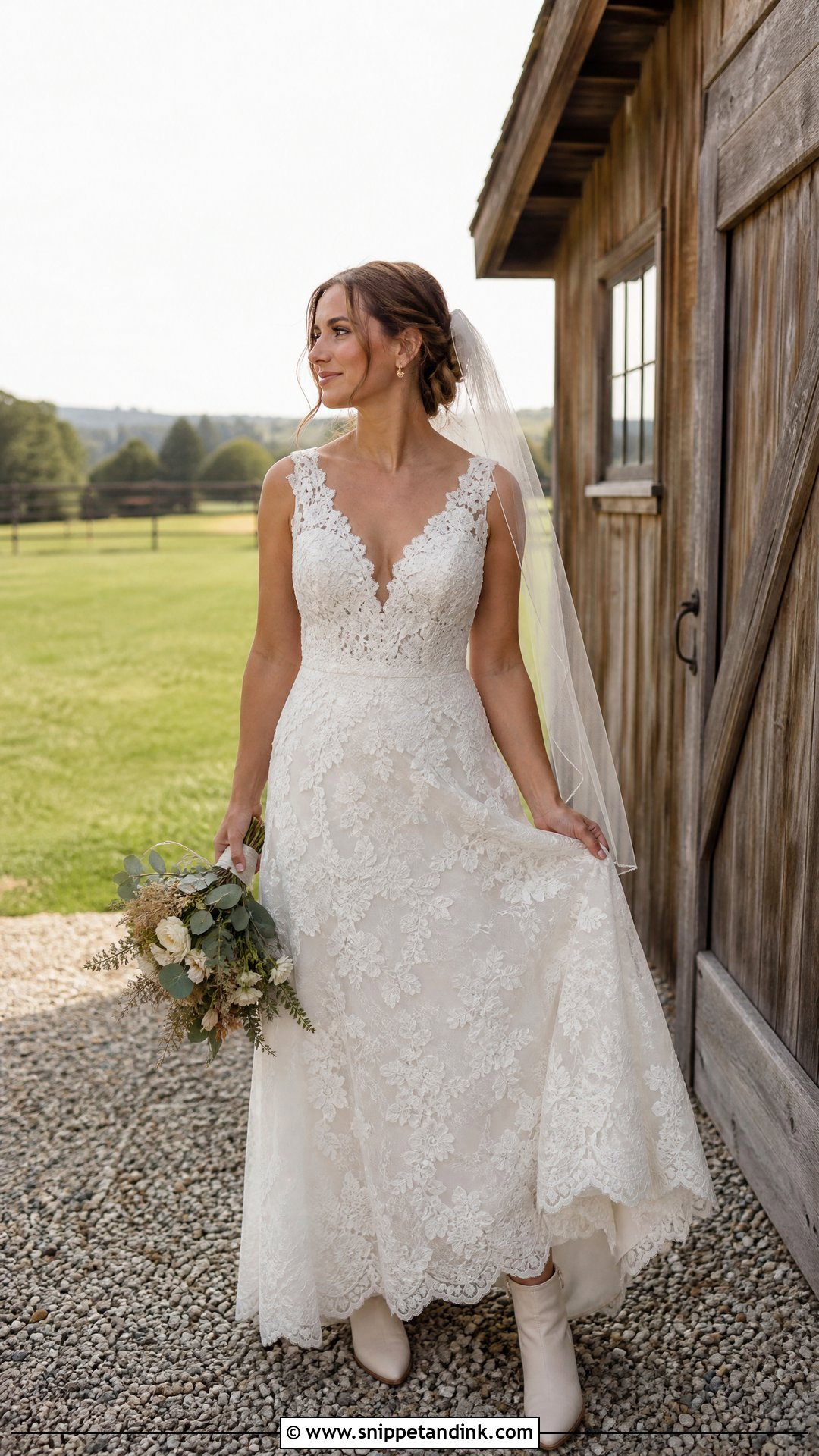 Outdoor Wedding Rustic Lace Dress - Snippet and Ink - 25 Outside Wedding Dress Ideas