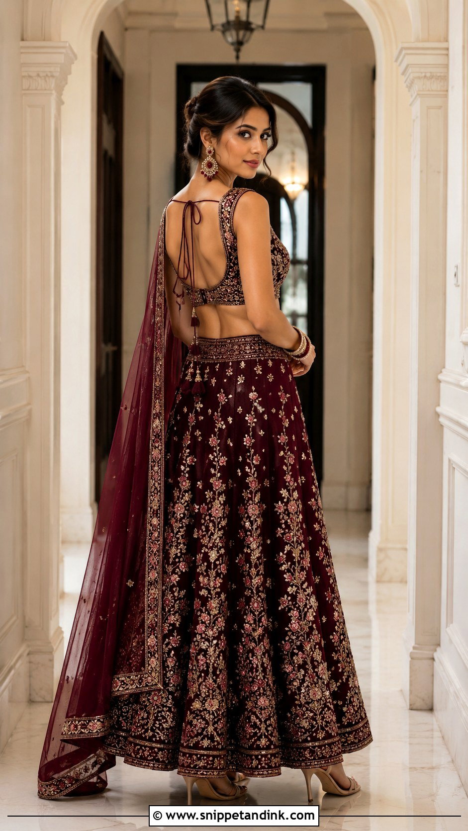 Over The Shoulder Lengha Pose - Snippet and Ink - 20 Lengha Pose Ideas