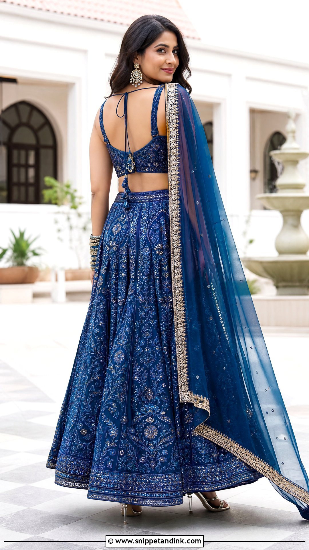 Over the Shoulder Lengha Pose - Snippet and Ink - 25 Aesthetic Lengha Poses Ideas
