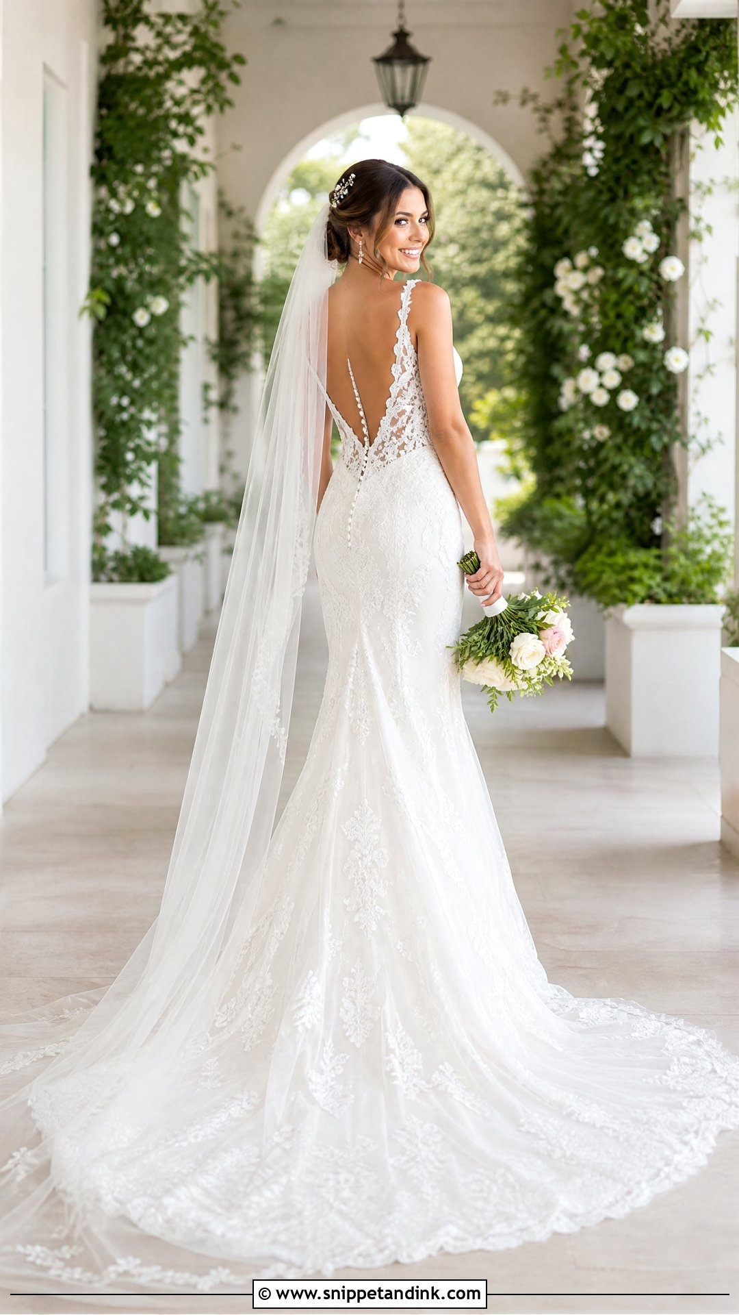 Over the Shoulder Wedding Dress Pose - Snippet and Ink - 20 Wedding Dress Poses Ideas
