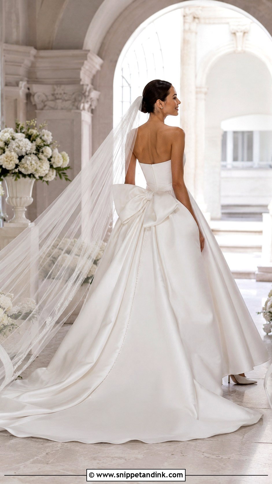 Oversized Bow Wedding Dress Belt With Strapless Ball Gown - Snippet and Ink - 20 Wedding Dress Belt Ideas