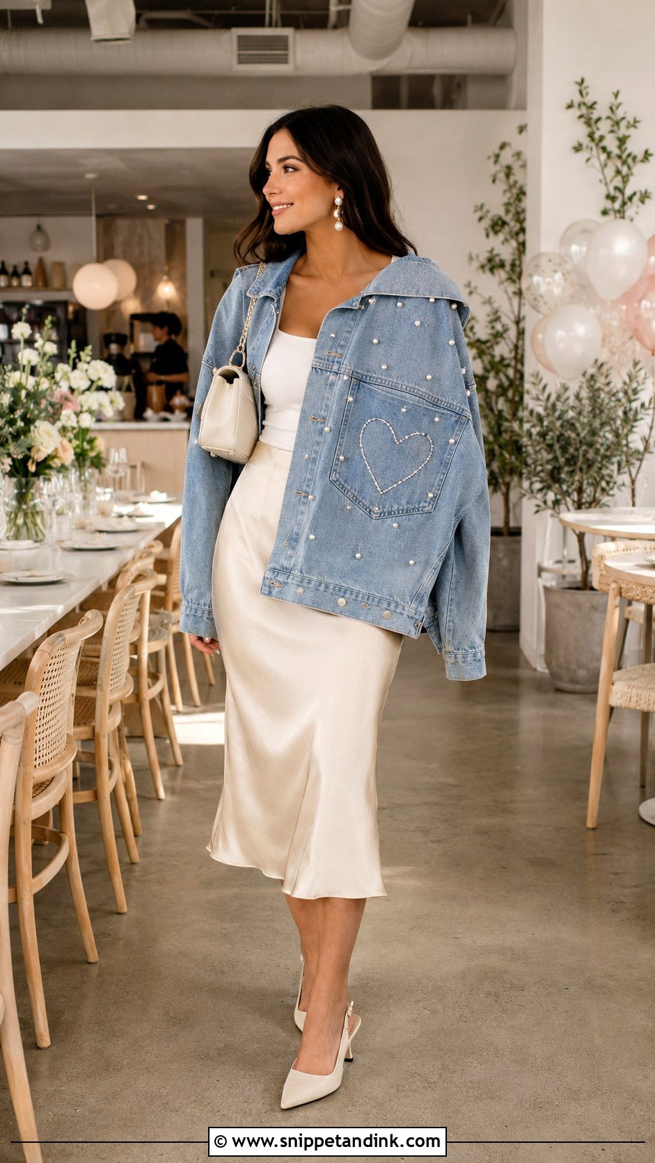 Oversized Bridal Denim Jacket With Slip Skirt - Snippet and Ink - 20 Bridal Denim Jacket Ideas
