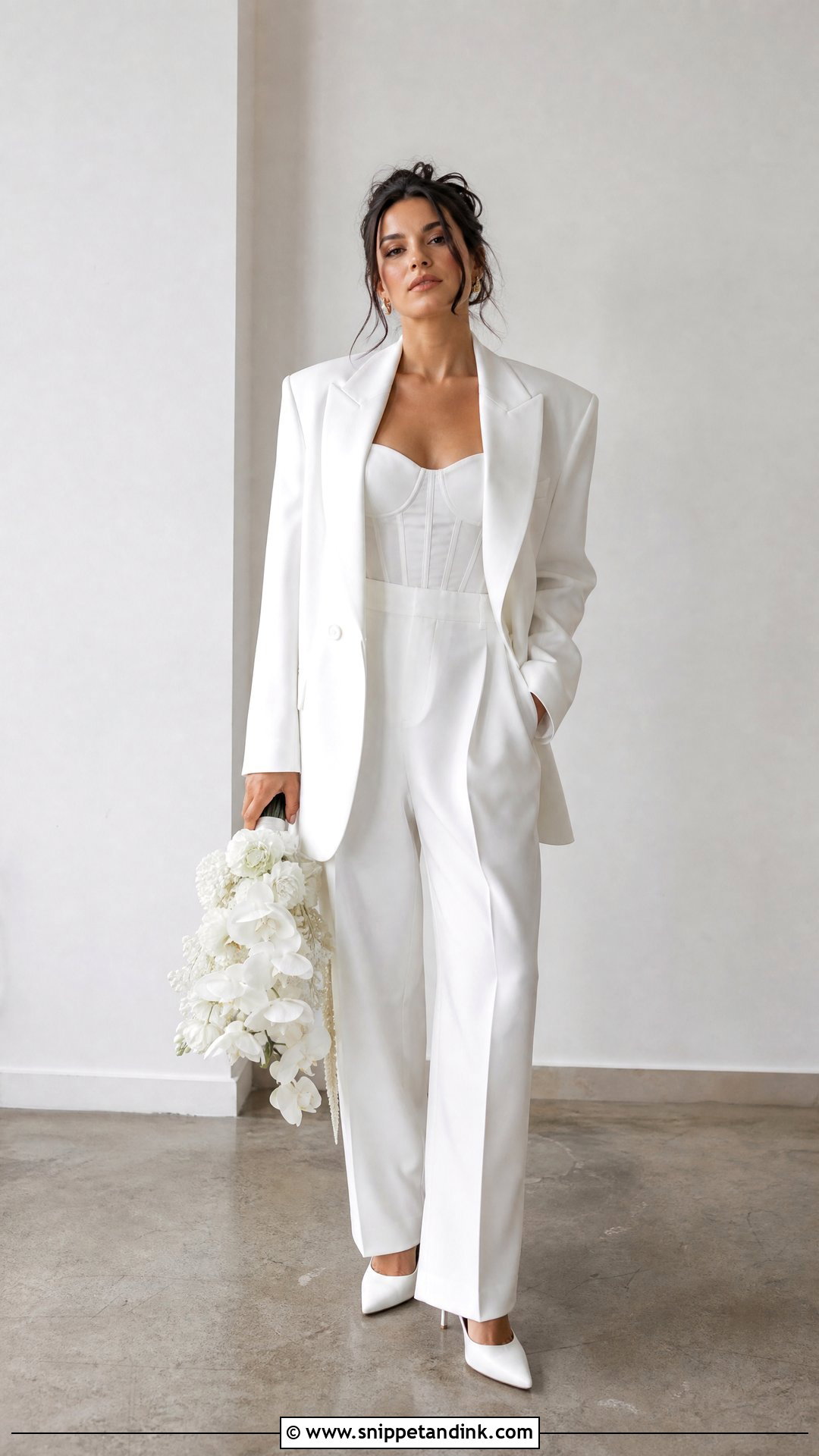 Oversized Bridal Pantsuit - Snippet and Ink - 25 Bridal Pantsuit Brides Ideas