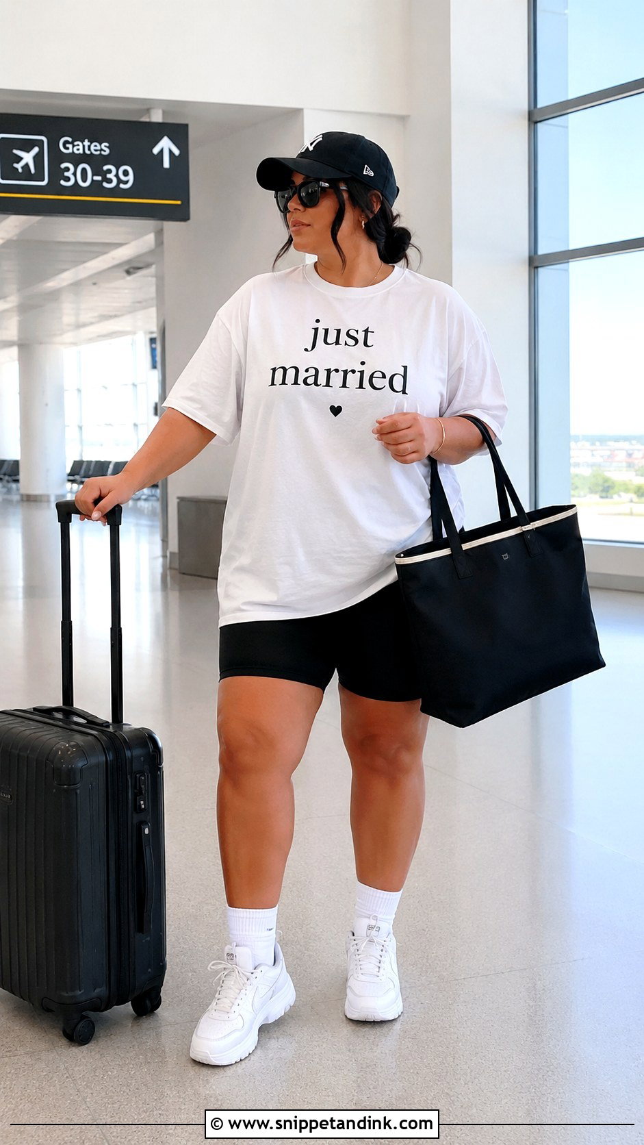 Oversized Just Married Shirt With Biker Shorts - Snippet and Ink - 20 Just Married Shirts Ideas