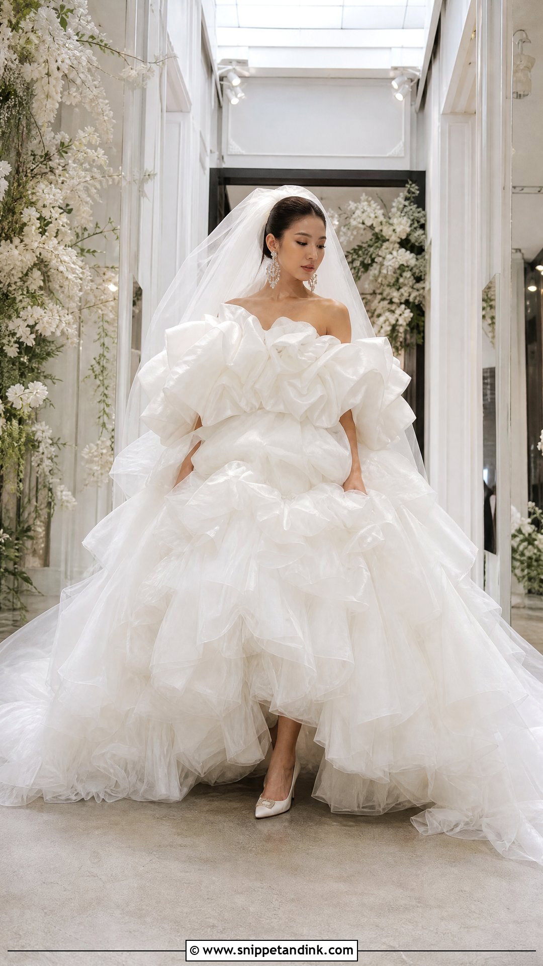 Oversized Ruffle Wedding Dress With Giant Veil - Snippet and Ink - 20 Horrible Wedding Dress Ideas