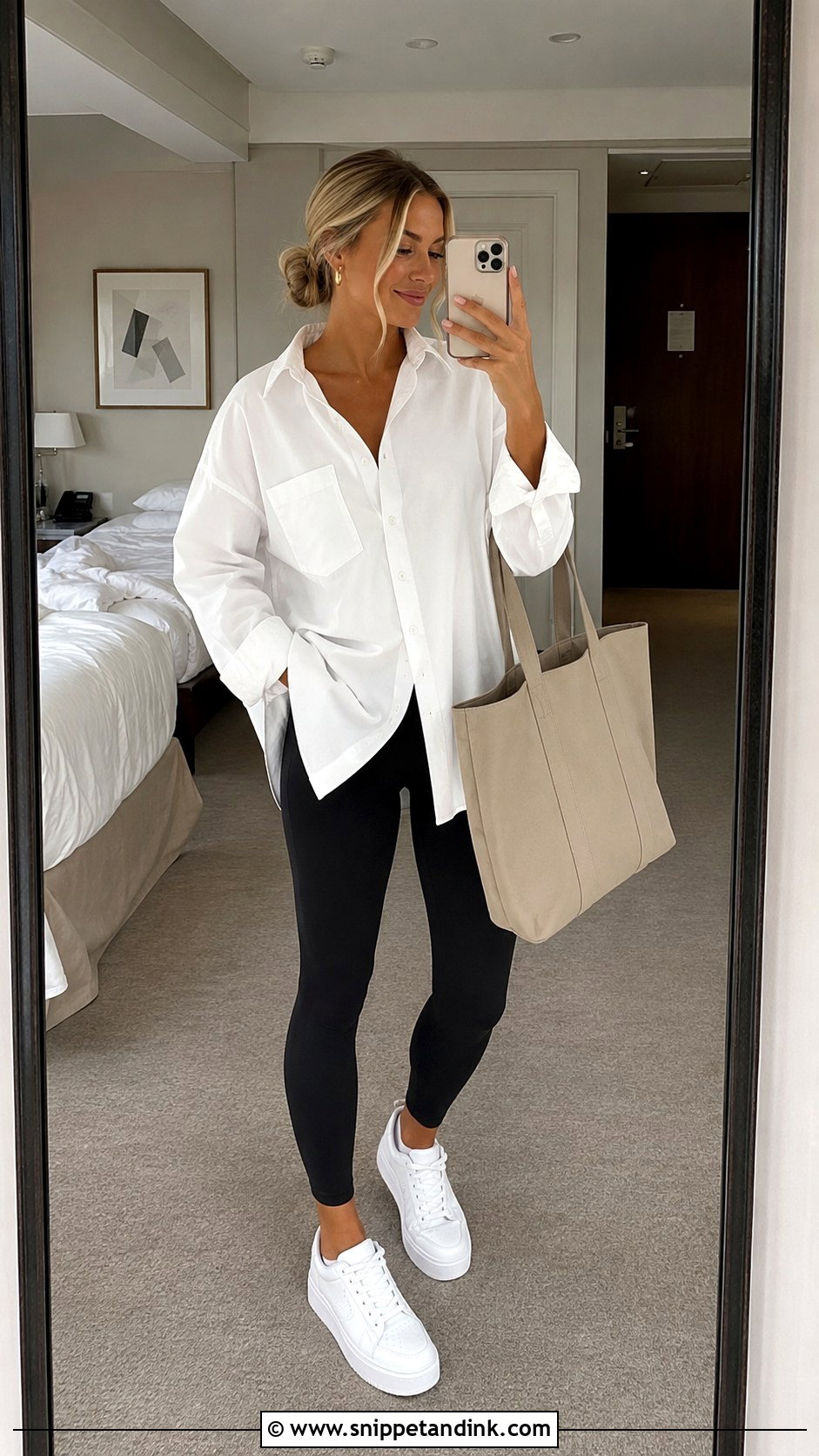 Oversized Shirt And Leggings Wedding Morning Outfit - Snippet and Ink - 20 Morning of Wedding Outfit Ideas